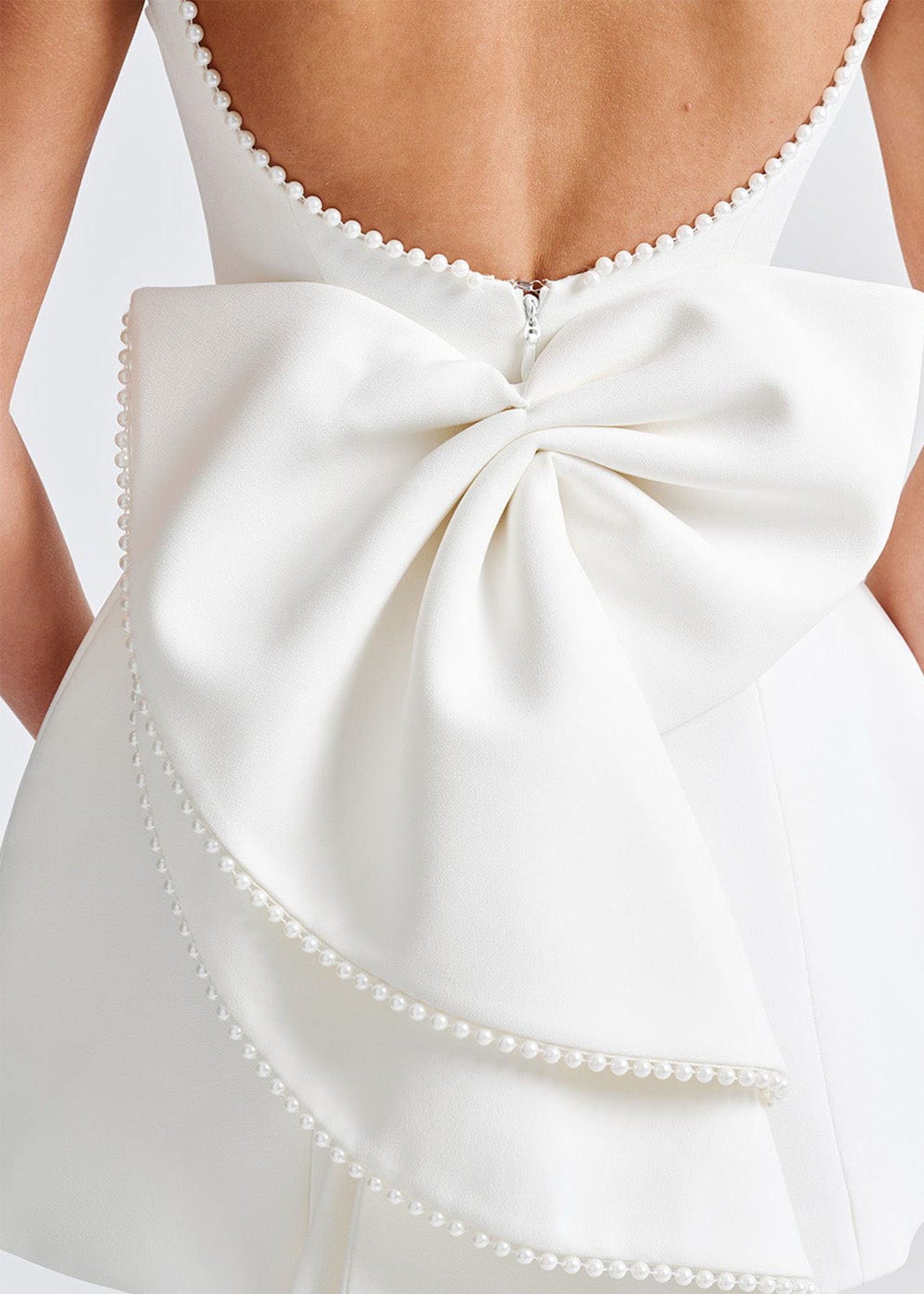 Lana Pearl Bow Backless Mini Dress