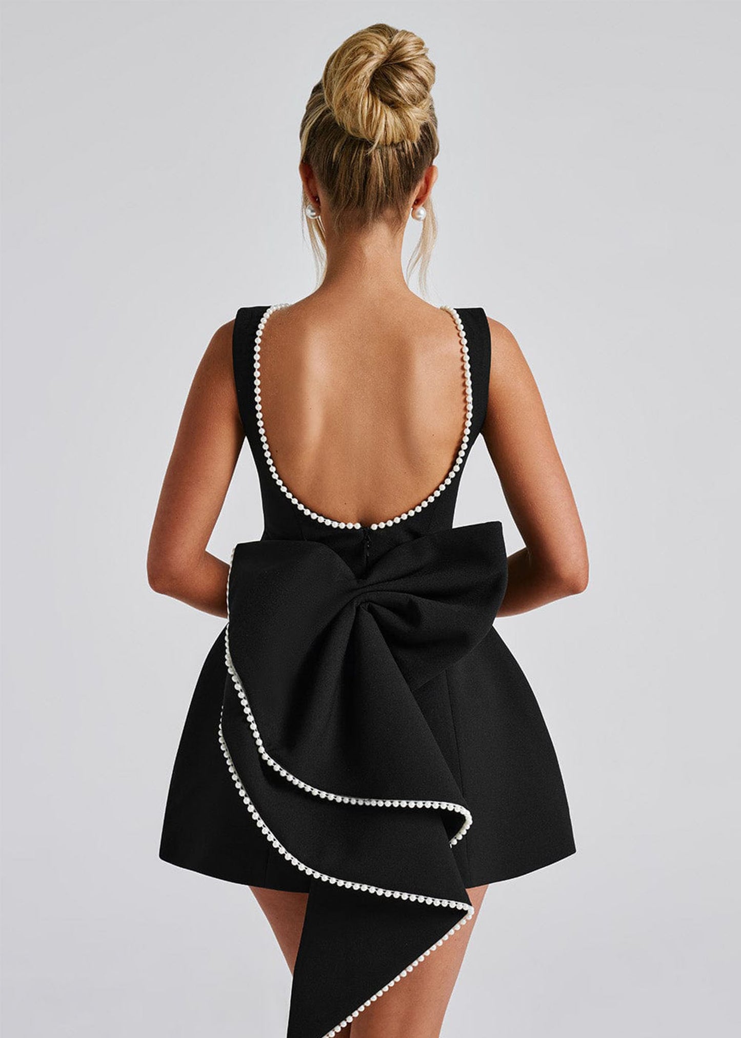Lana Pearl Bow Backless Mini Dress