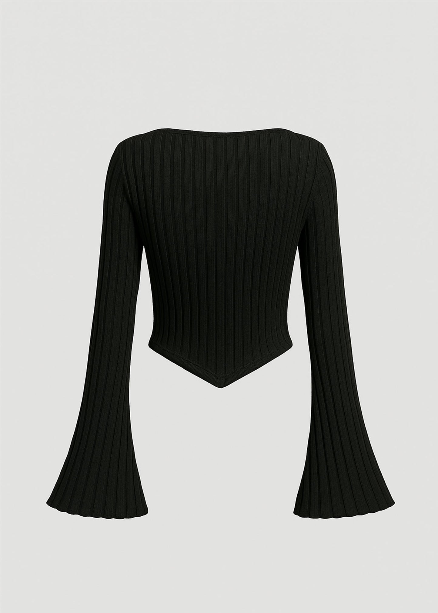 Alina – Flare Rib Top Black