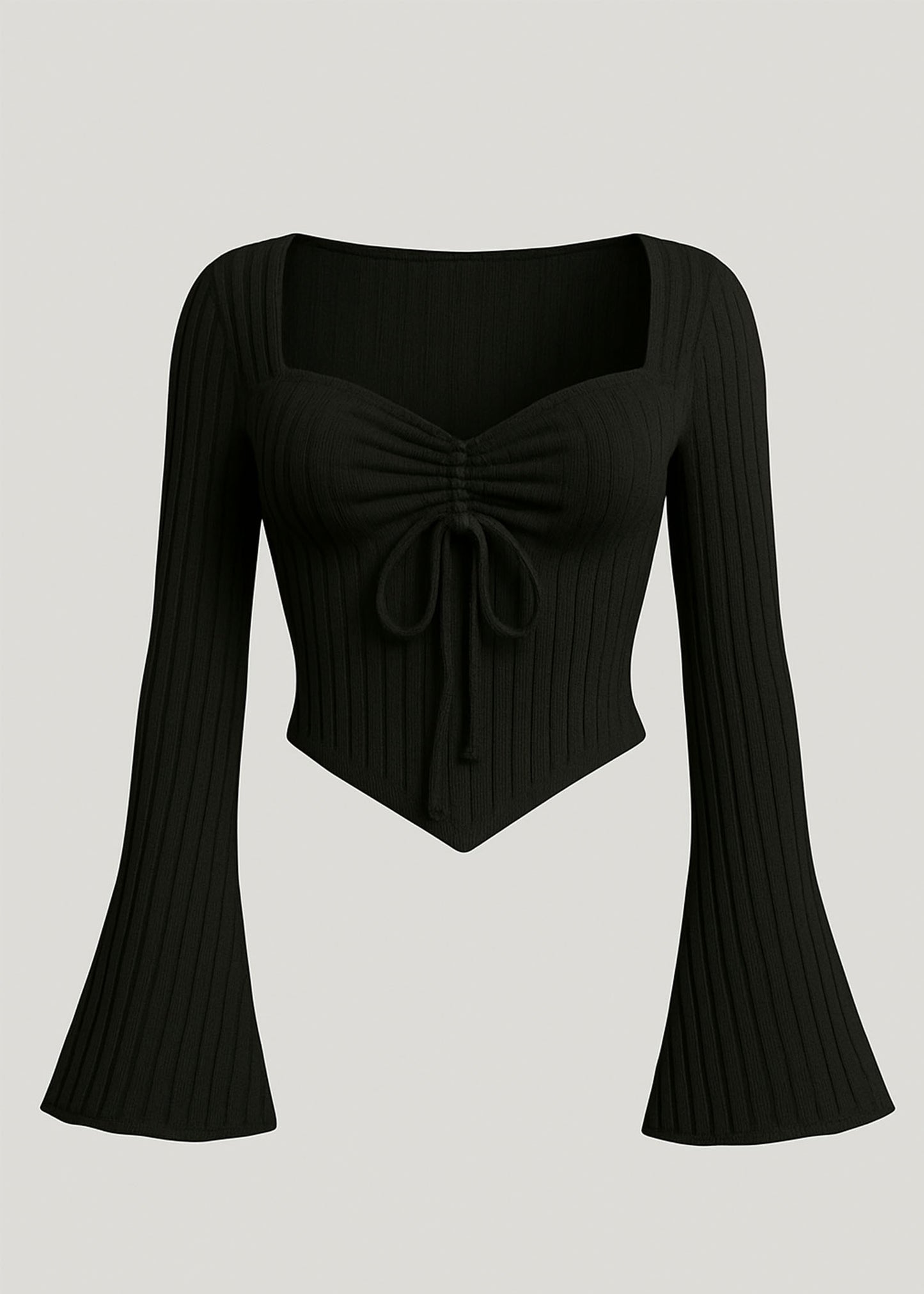 Alina – Flare Rib Top Black