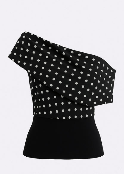 Polka Dot One Shoulder Top