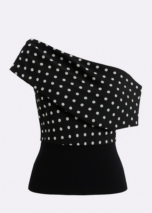 Polka Dot One Shoulder Top