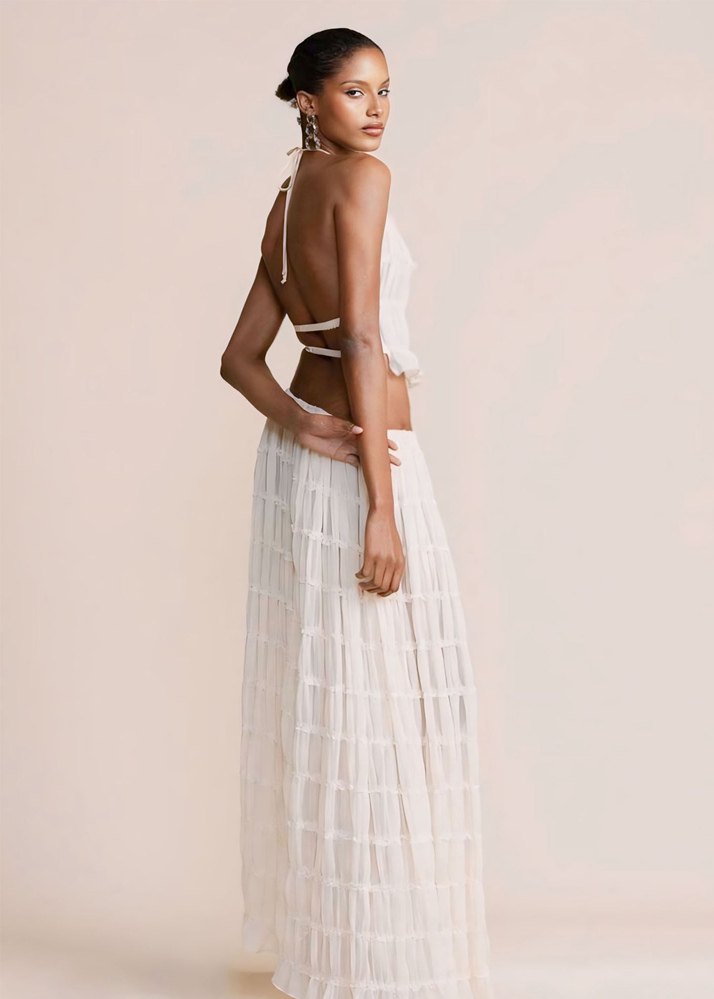 Backless Halter Neck Two-Piece Set