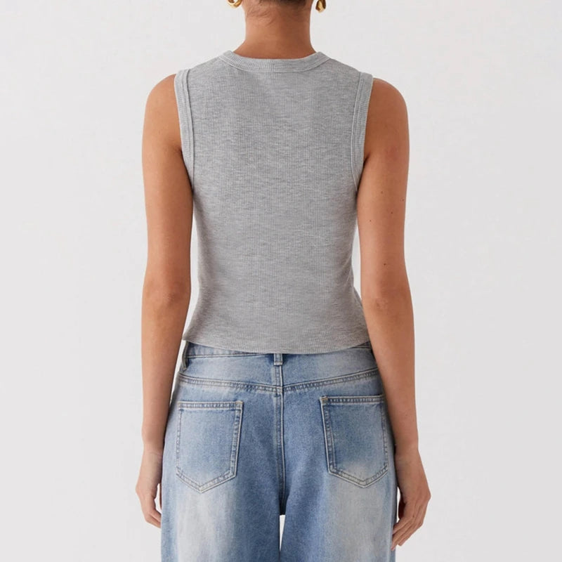 Nessa – Button Rib Crop