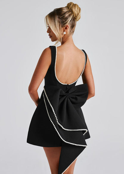 Lana Pearl Bow Backless Mini Dress