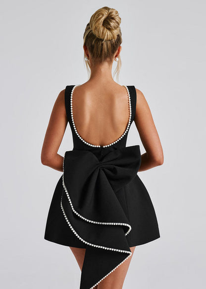 Lana Pearl Bow Backless Mini Dress