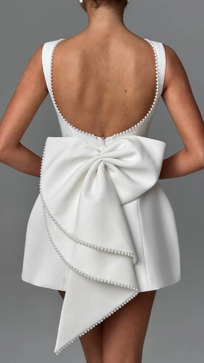 Lana Pearl Bow Backless Mini Dress